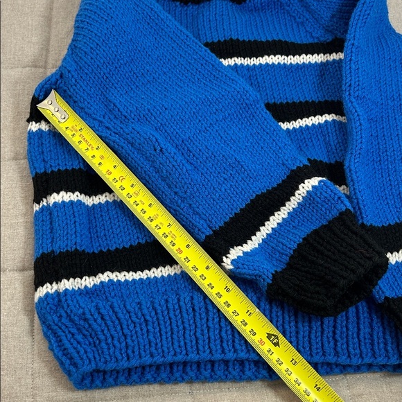 Hand made. Vintage. New. Blue and Black Striped Sweater - Picture 3 of 4